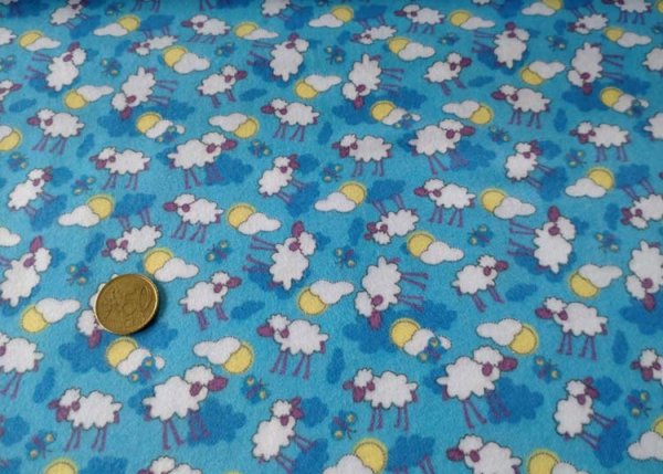 Lovely sheep flannel blue fabric with fshepp